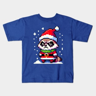 Grumpy Raccoon in Festive Christmas Attire Kids T-Shirt